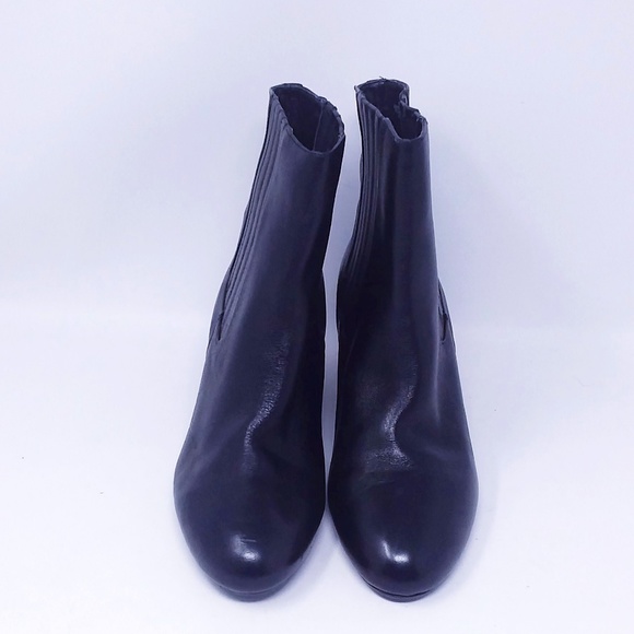 Nine West Black Leather Pull On Wedge Ankle Booties 9 - Picture 1 of 14